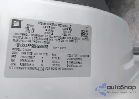 2011 Cadillac Escalade Standard from USA, damaged, VIN 1GYS3AEF9BR268475